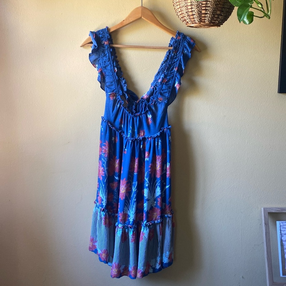Free People Floral Apron Dress Sz Large